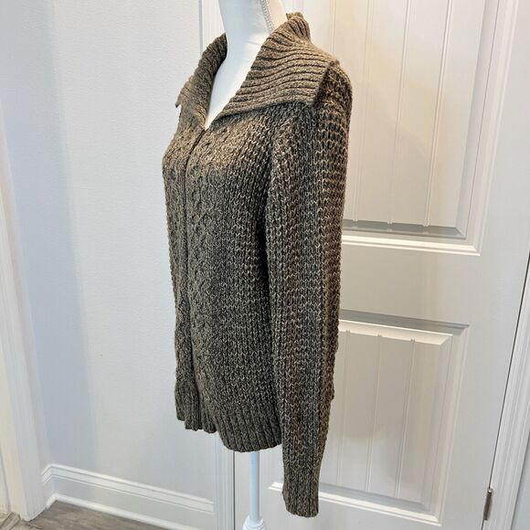 St. John's Bay Women's Knit Sweater Size XL Chunky Zip Front Long Sleeves Brown - Picture 4 of 13